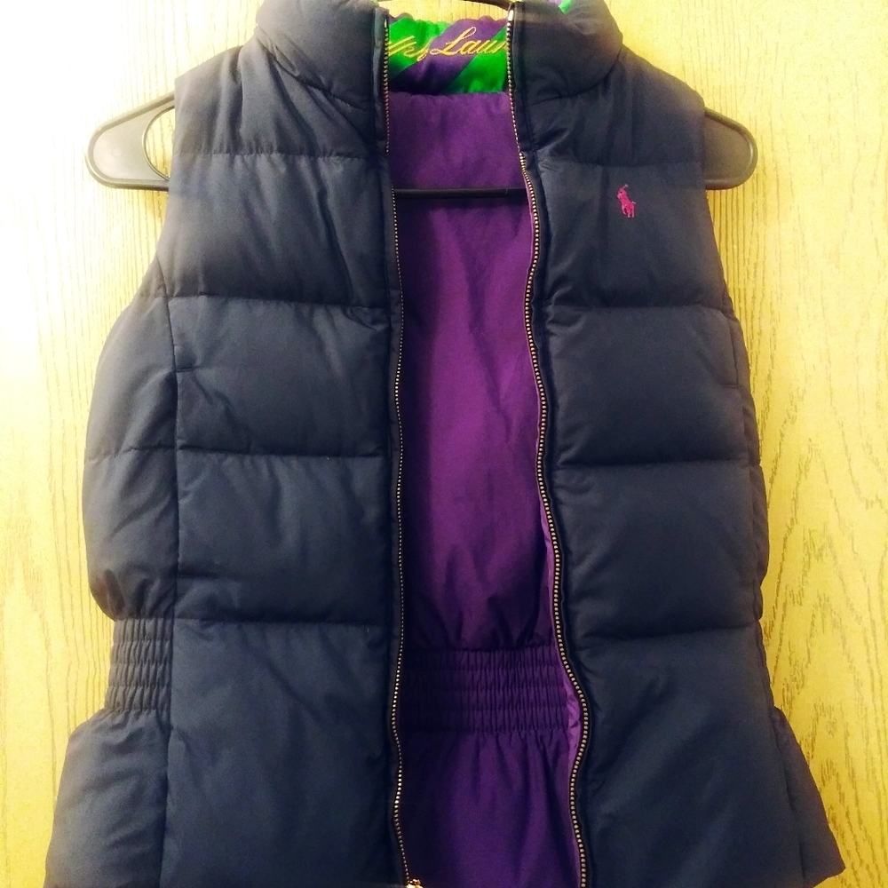 Ralph Lauren Girls L Black/Purple Reversible Vest